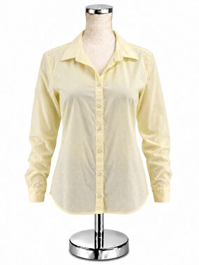 Ann Taylor Women's Size 4 Yellow & White Polka Dot Button-Down Blouse